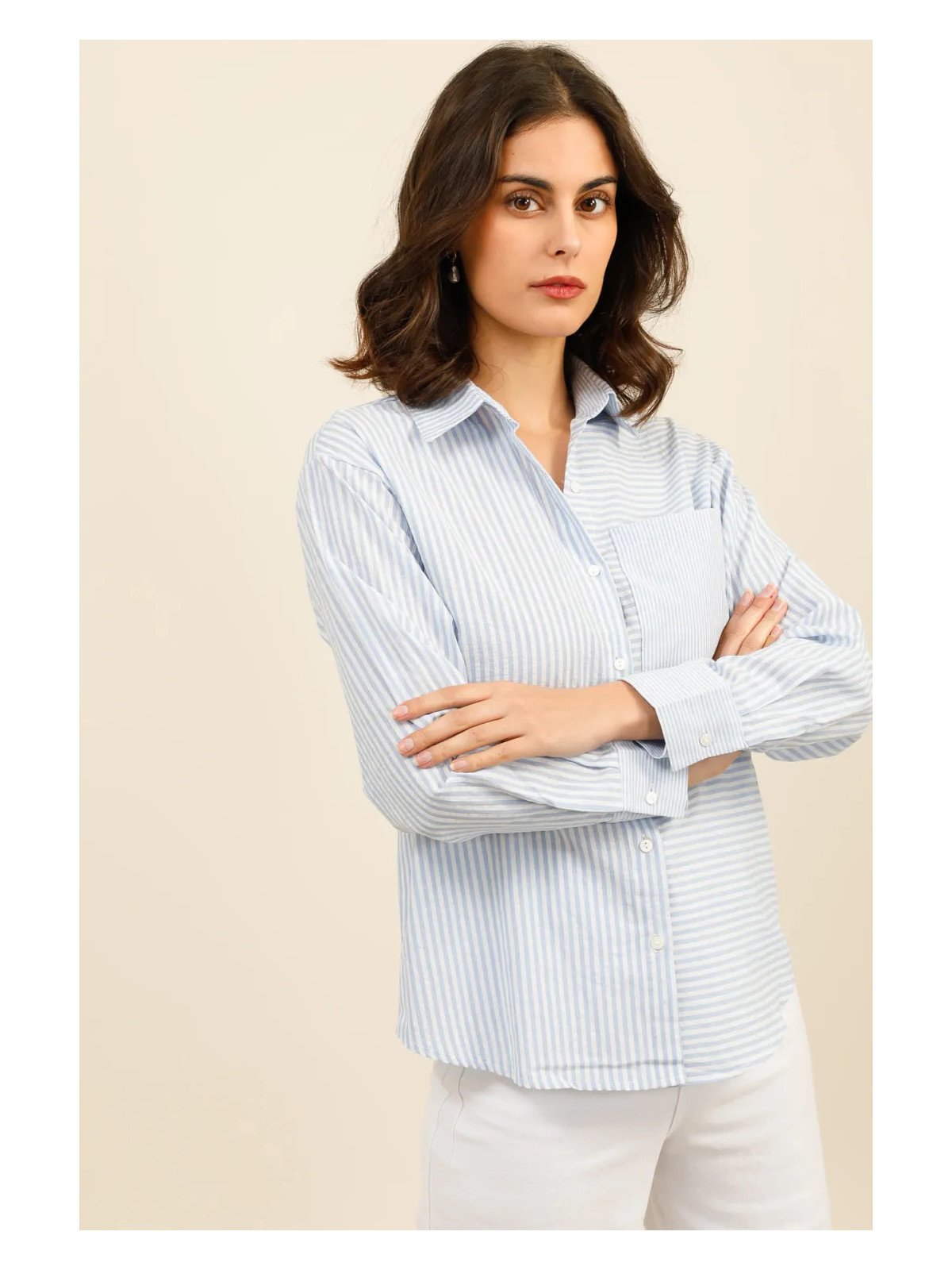 Women's Loose Fit Shirt with Chest Pocket