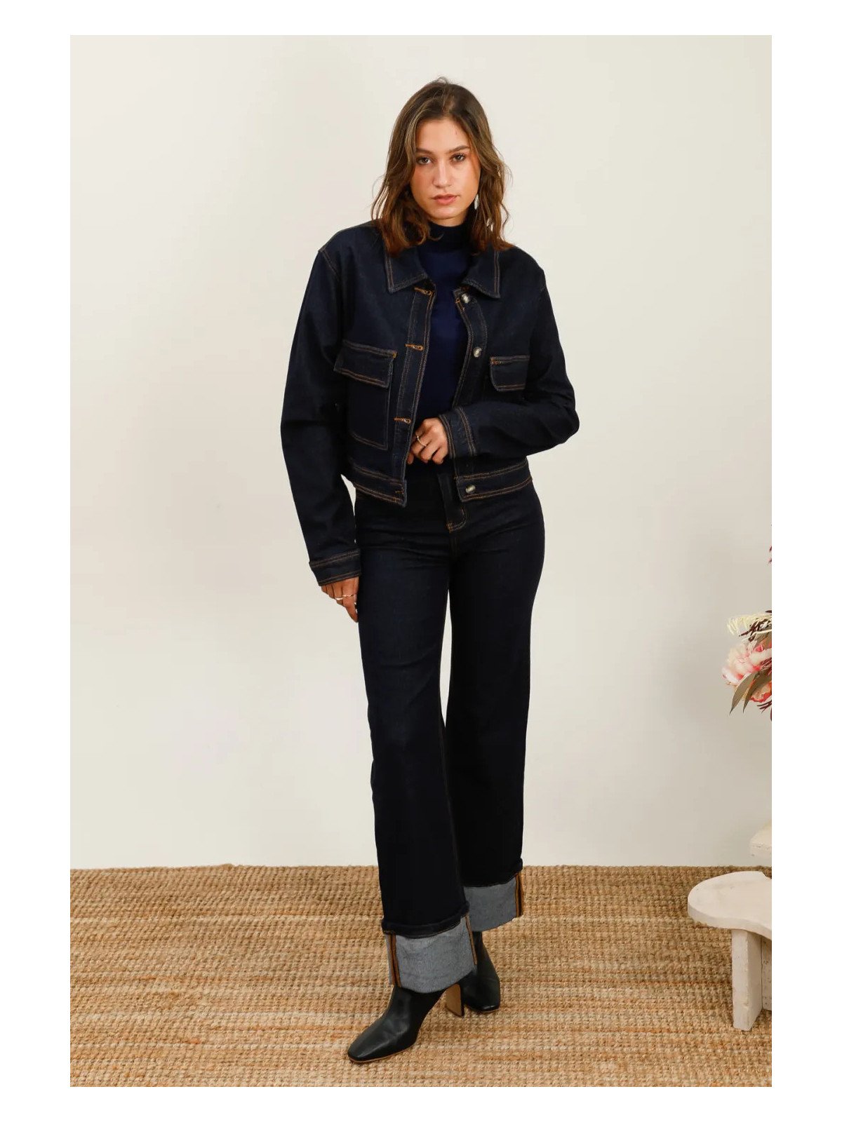 cropped straight jeans