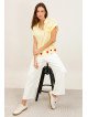 Flowy striped short-sleeved shirt with embroidery