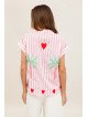 Chemise fluide rayée à manches courtes avec broderies
