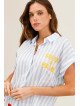 Chemise fluide rayée à manches courtes avec broderies