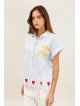 Chemise fluide rayée à manches courtes avec broderies
