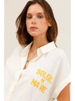 Chemise fluide à manches courtes avec détails brodés
