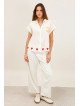 Flowy short-sleeved shirt with embroidered details