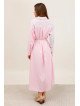 Langes Hemdblusenkleid mit Gürtel und Stickerei