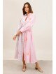 Langes Hemdblusenkleid mit Gürtel und Stickerei