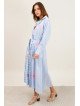 Langes Hemdblusenkleid mit Gürtel und Stickerei