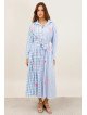 Langes Hemdblusenkleid mit Gürtel und Stickerei