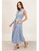 Robe chemise longue sans manches ceinturée