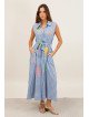 Langes, ärmelloses Hemdkleid mit Gürtel