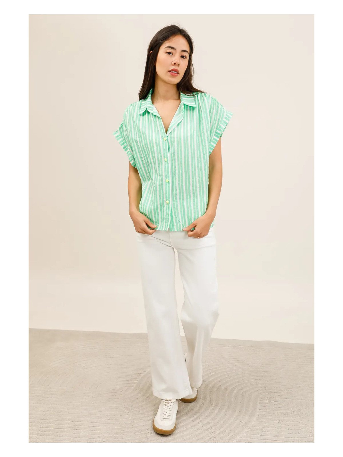 Chemise fluide à manches courtes coupe ample
