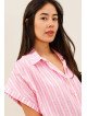 Loose-fitting, short-sleeved, flowy shirt