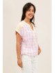 Blouse femme fluide manches courtes col tunisien