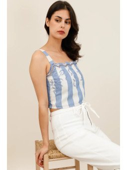 Women's cropped top with embroidered straps
