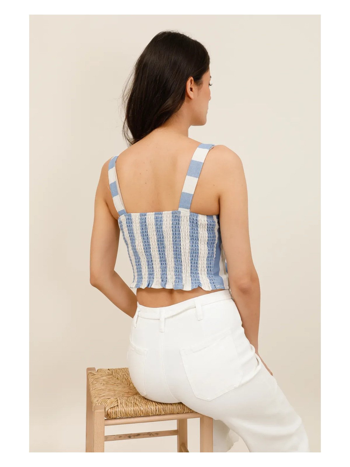 Women's cropped top with embroidered straps
