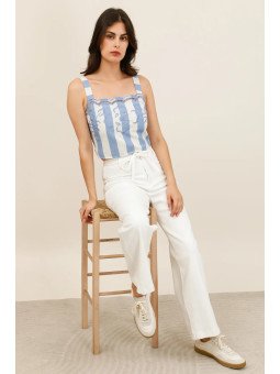 Women's cropped top with embroidered straps