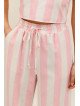Pantalon large femme taille élastiquée avec cordon