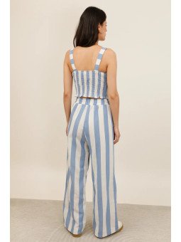 Women's wide-leg trousers with elasticated waist and drawstring