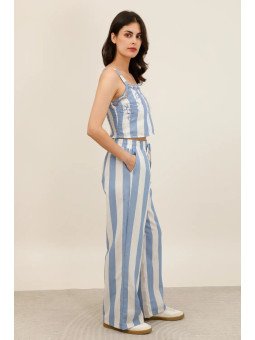 Women's wide-leg trousers with elasticated waist and drawstring
