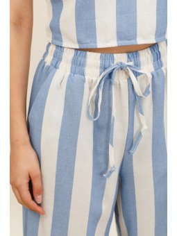 Women's wide-leg trousers with elasticated waist and drawstring