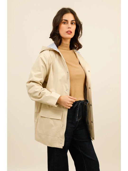 Damen-Parka in mittlerer Länge mit Kapuze und Taschen