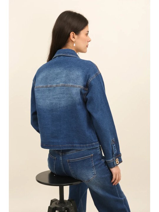 Veste en jean femme à poches plaquées