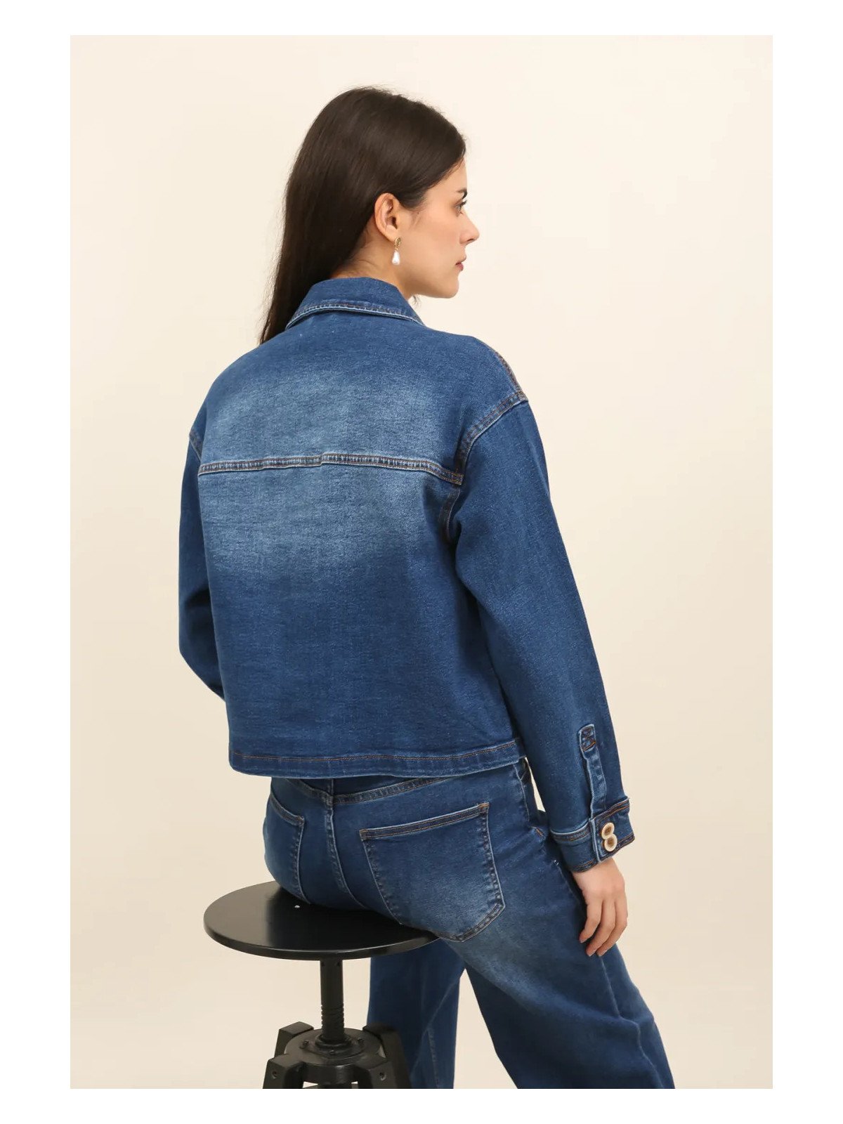 Veste en jean femme à poches plaquées
