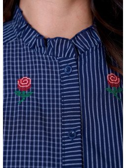 Women's Shirt with Ruffled Collar and Long Sleeves