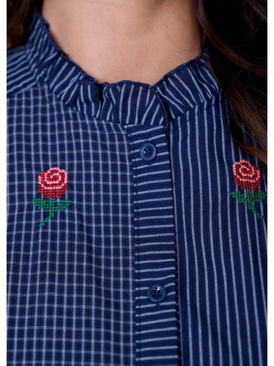 Chemise Femme Col Volanté et Manches Longues