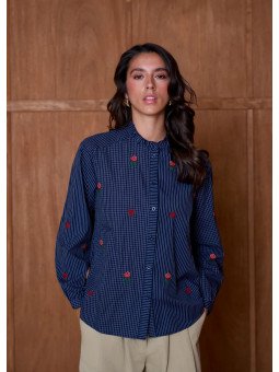 Chemise Femme Col Volanté et Manches Longues