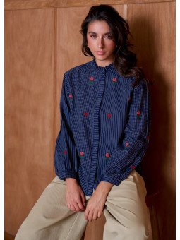 Chemise Femme Col Volanté et Manches Longues