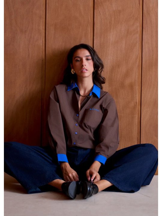 Chemise oversize femme brodée « amour »