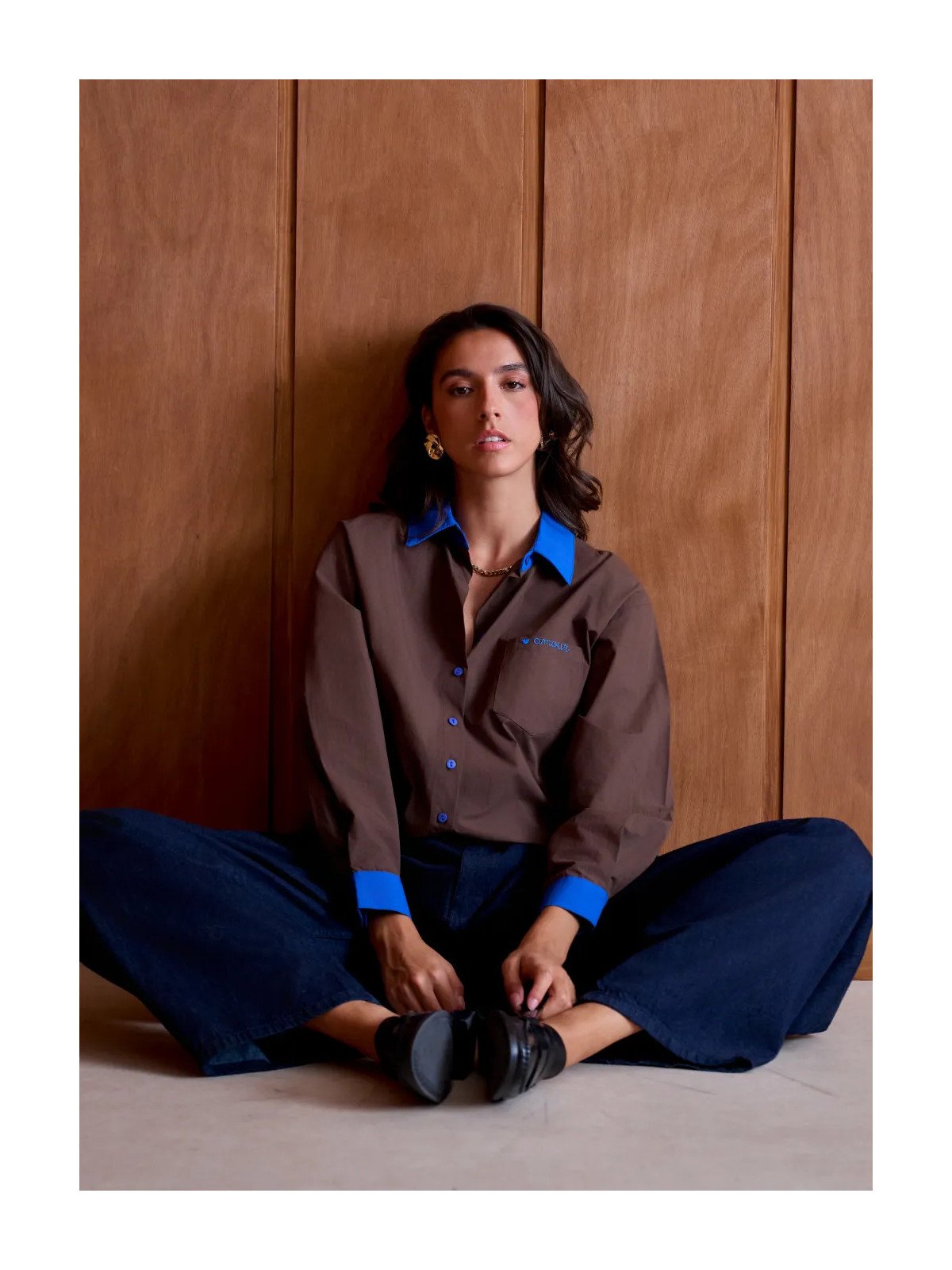 Chemise oversize femme brodée « amour »