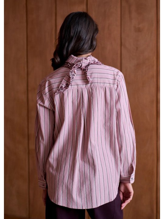 Chemise femme ample avec foulard brodé
