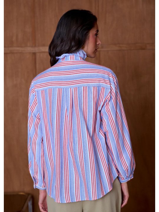 Chemise femme ample à col volanté