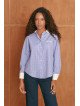 Women's loose-fitting shirt with contrasting collar