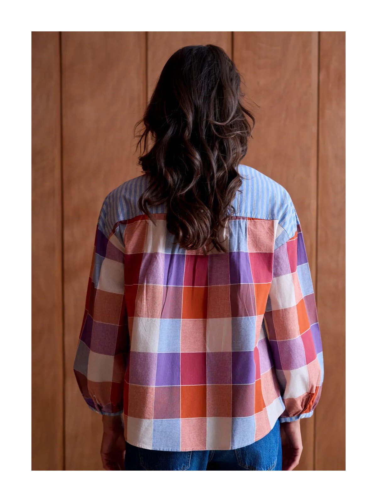 Blouse Femme Ample à Col Officier et Manches Longues