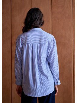 Chemise Femme Ample 100% Coton à Poche Poitrine