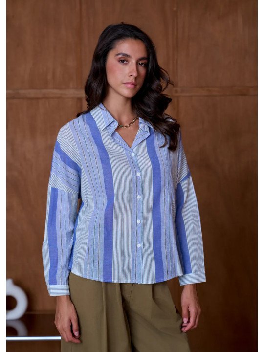 Chemise Femme Ample à Col Classique et Manches Longues