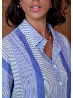 Chemise Femme Ample à Col Classique et Manches Longues