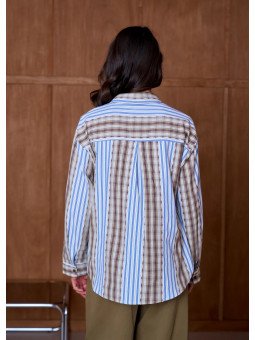 Chemise Femme Ample à Empiècements Effilochés