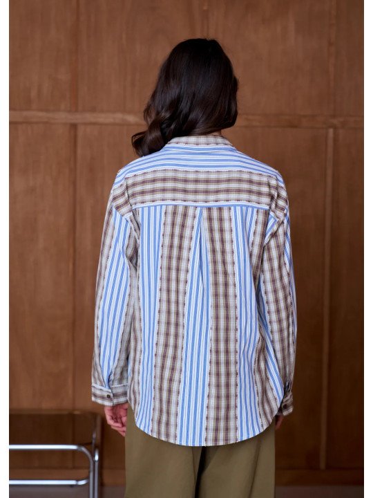 Chemise Femme Ample à Empiècements Effilochés