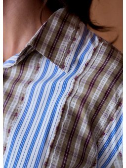 Chemise Femme Ample à Empiècements Effilochés