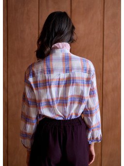Chemise Femme Ample à Col Volanté et Manches Longues