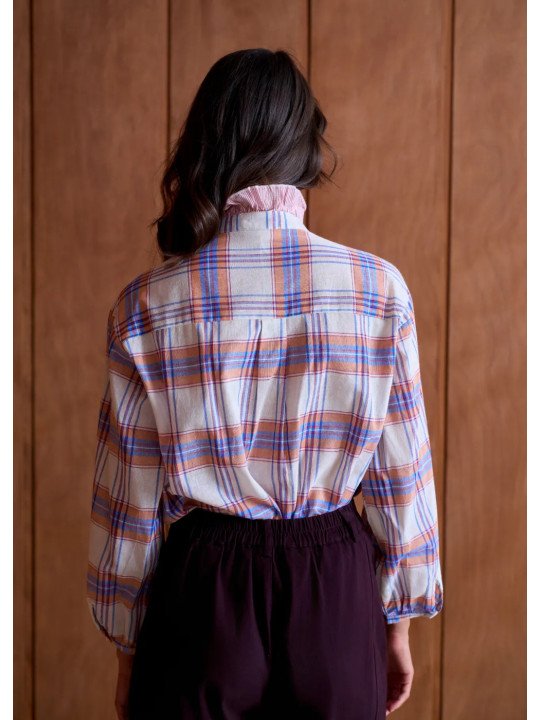 Chemise Femme Ample à Col Volanté et Manches Longues