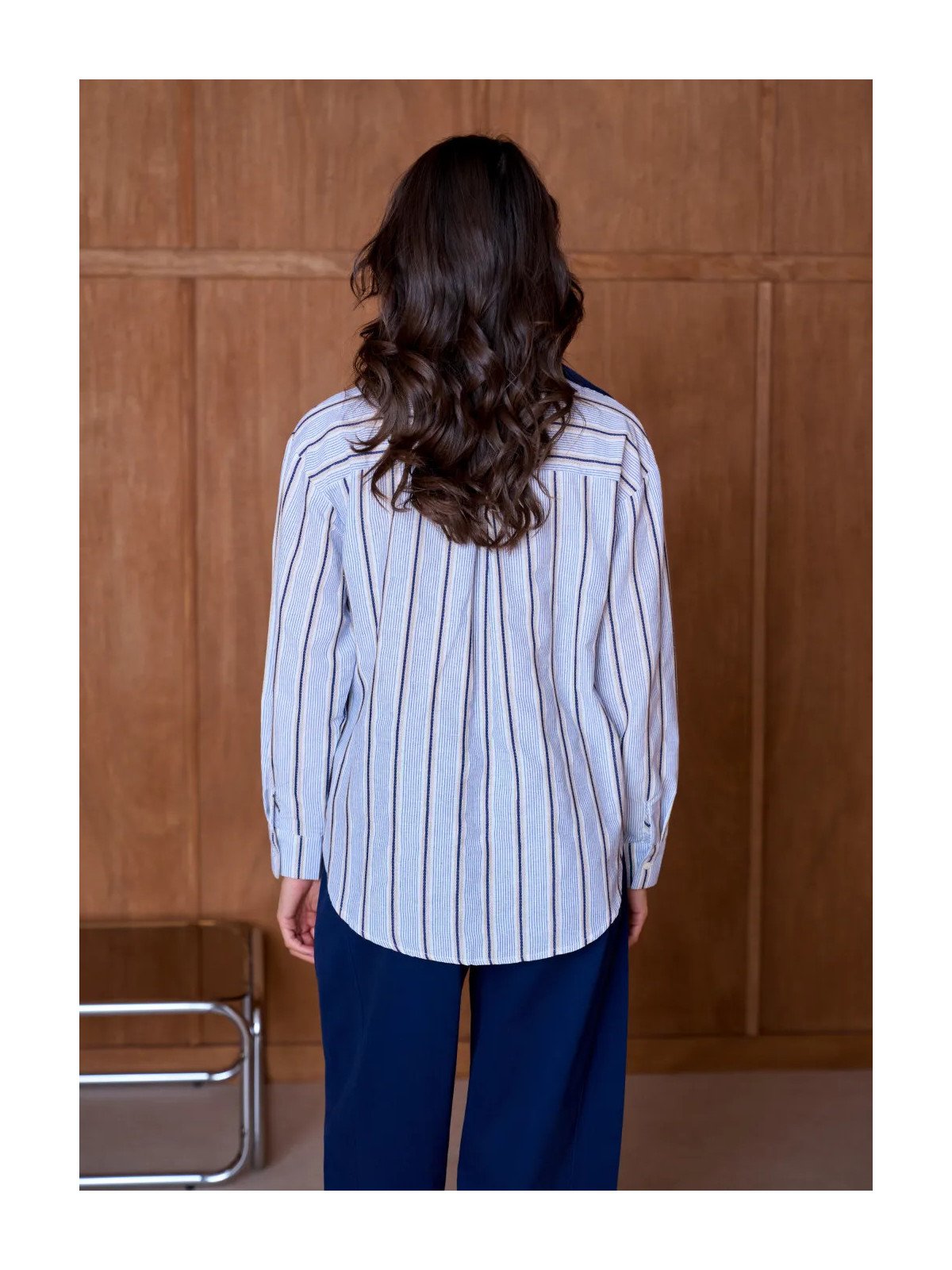 Chemise Femme Ample à Col Contrastant
