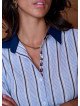 Chemise Femme Ample à Col Contrastant