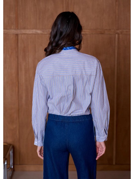 Chemise Femme Col Officier à Manches Longues