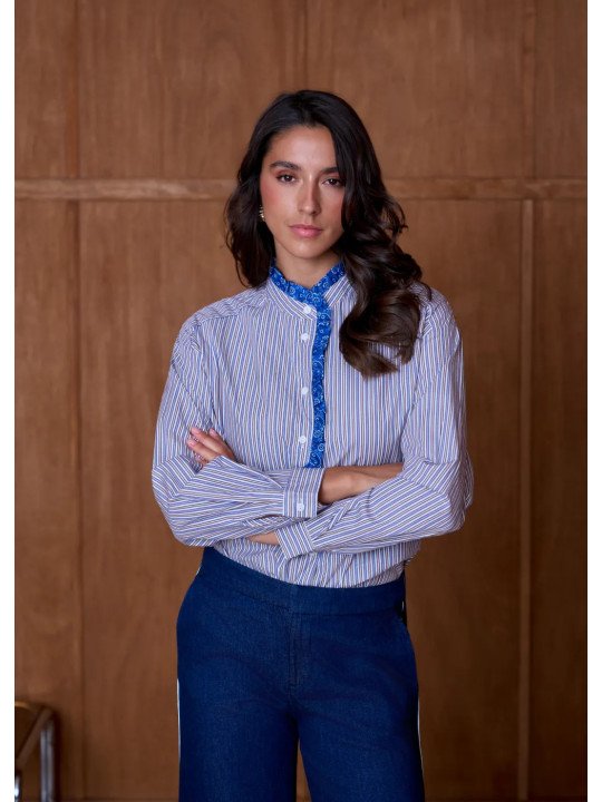 Chemise Femme Col Officier à Manches Longues
