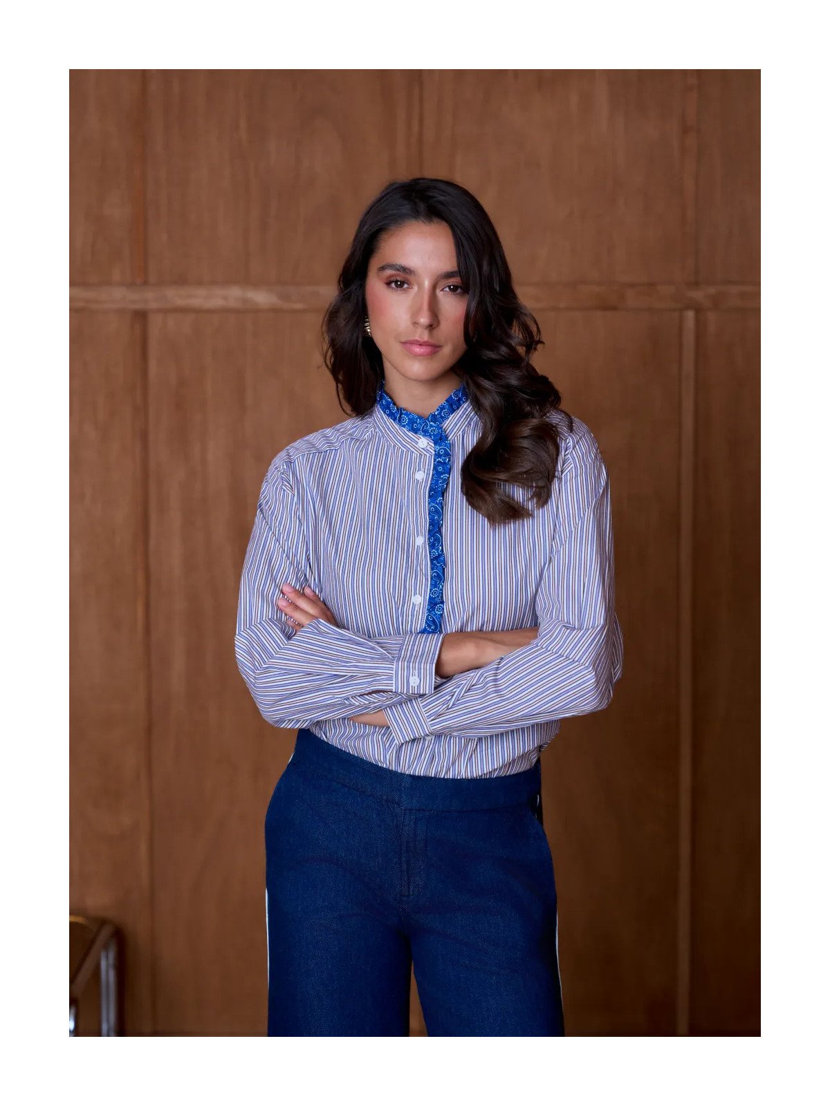 Chemise Femme Col Officier à Manches Longues